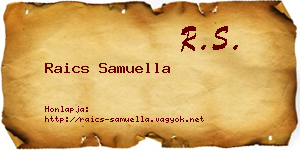 Raics Samuella névjegykártya